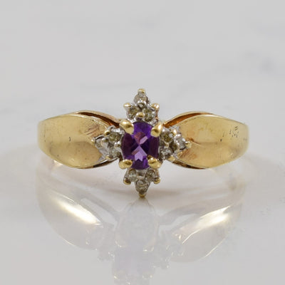 Petite Amethyst & Diamond Ring | 0.15ct, 0.06ctw | SZ 6.5 |