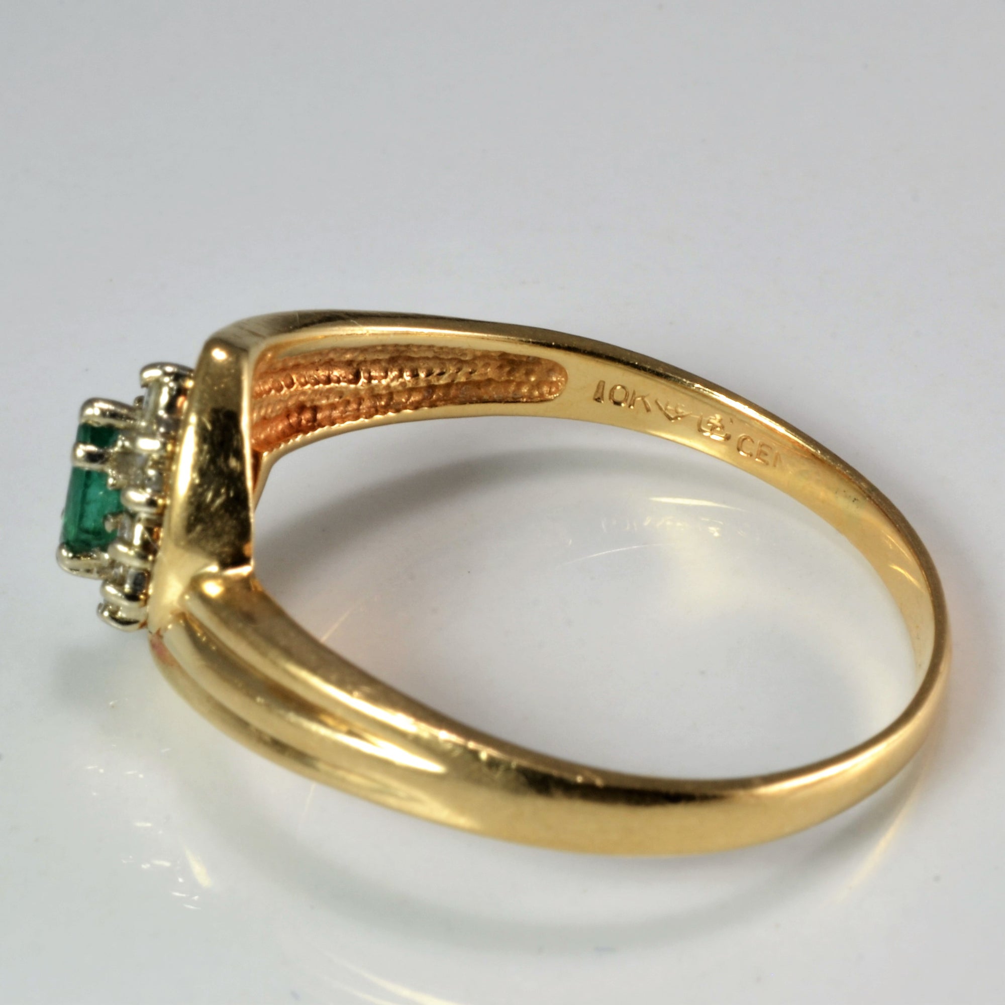 Cocktail Emerald & Diamond Bypass Ring | 0.12 ctw, SZ 10.5 |