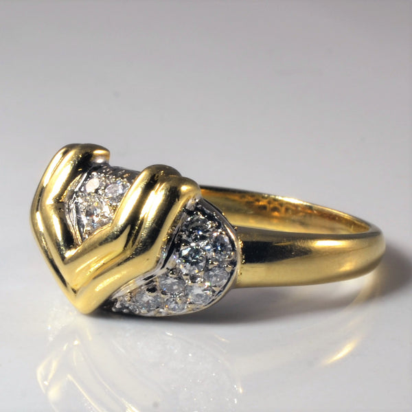 Unique Yellow Gold Pave Diamond Ring | 0.35ctw | SZ 8.5 |