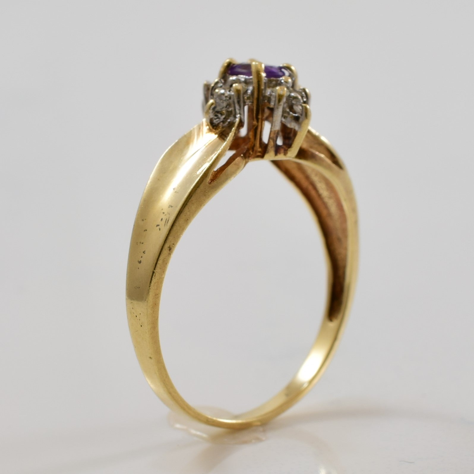 Petite Amethyst & Diamond Ring | 0.15ct, 0.06ctw | SZ 6.5 |