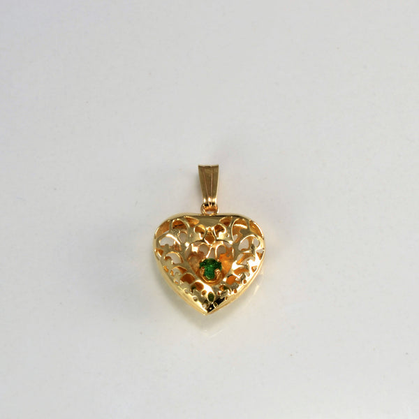 Emerald Puffed Heart Pendant