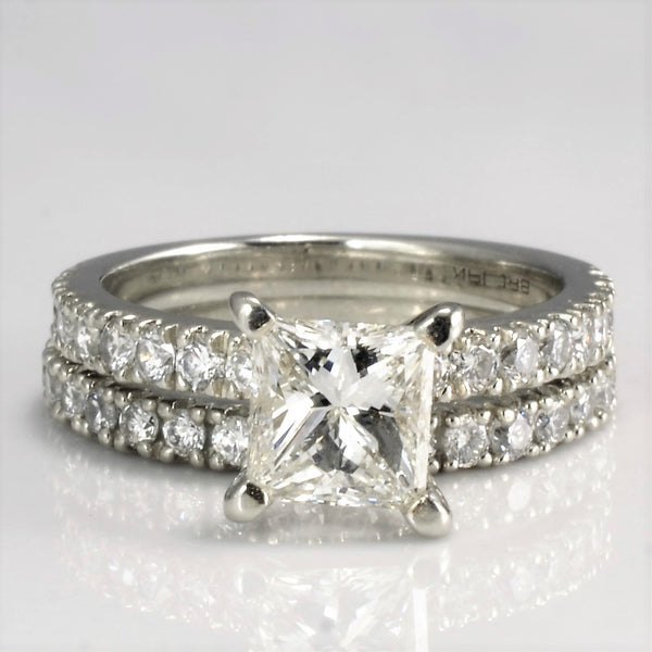 Pave Set Diamond Engagement Ring Set | 1.72ctw | SI1, H | SZ 4.5 |