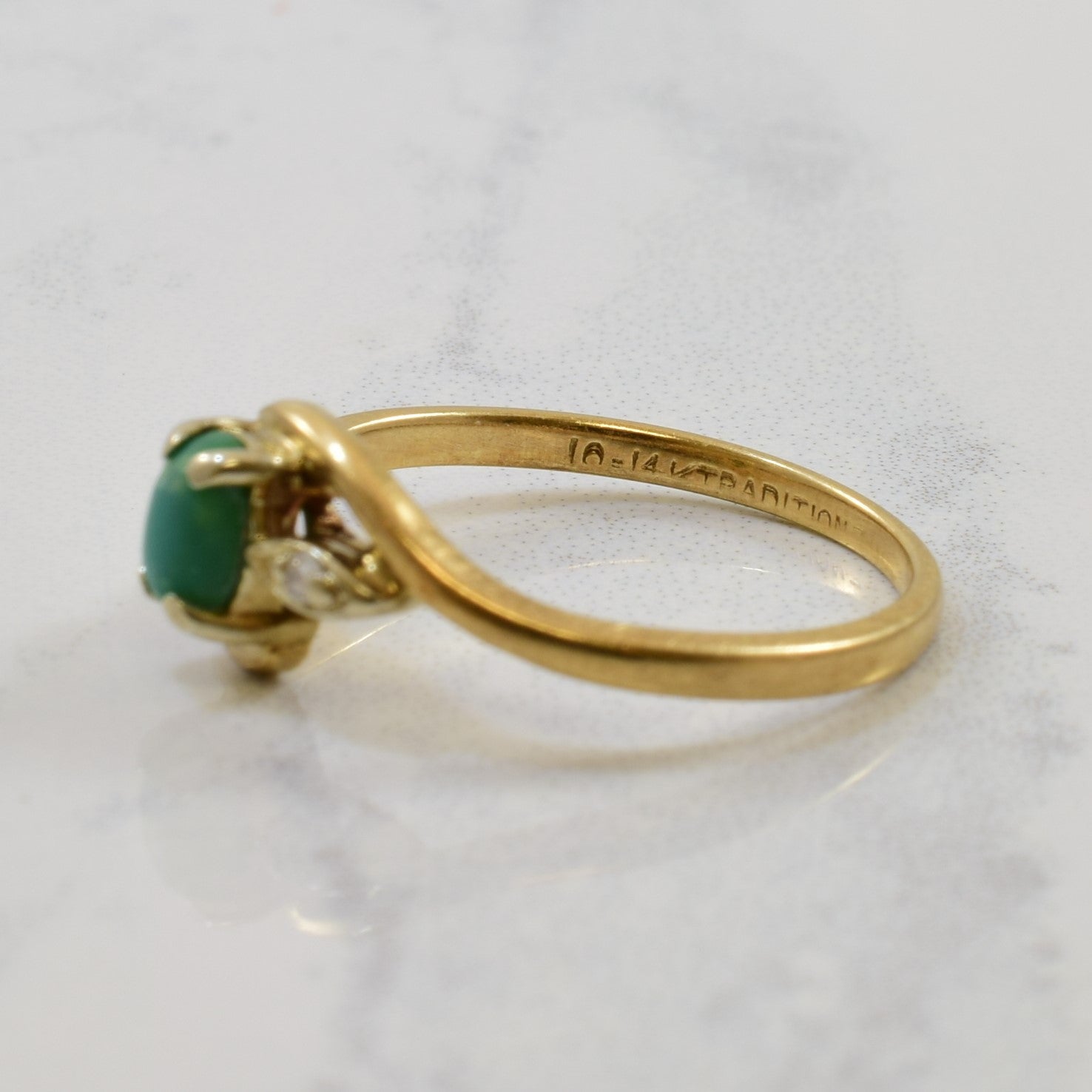 Turquoise & Diamond Bypass Ring | 0.35ct, 0.02ctw | SZ 6.75 |