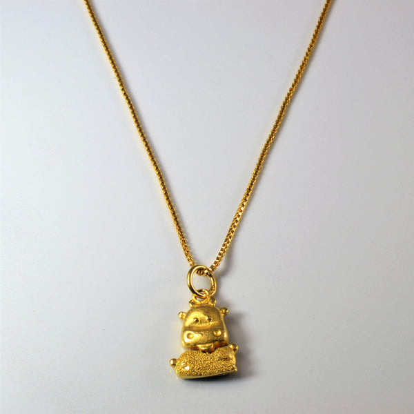 24k Yellow Gold Happy Cow Necklace | 18