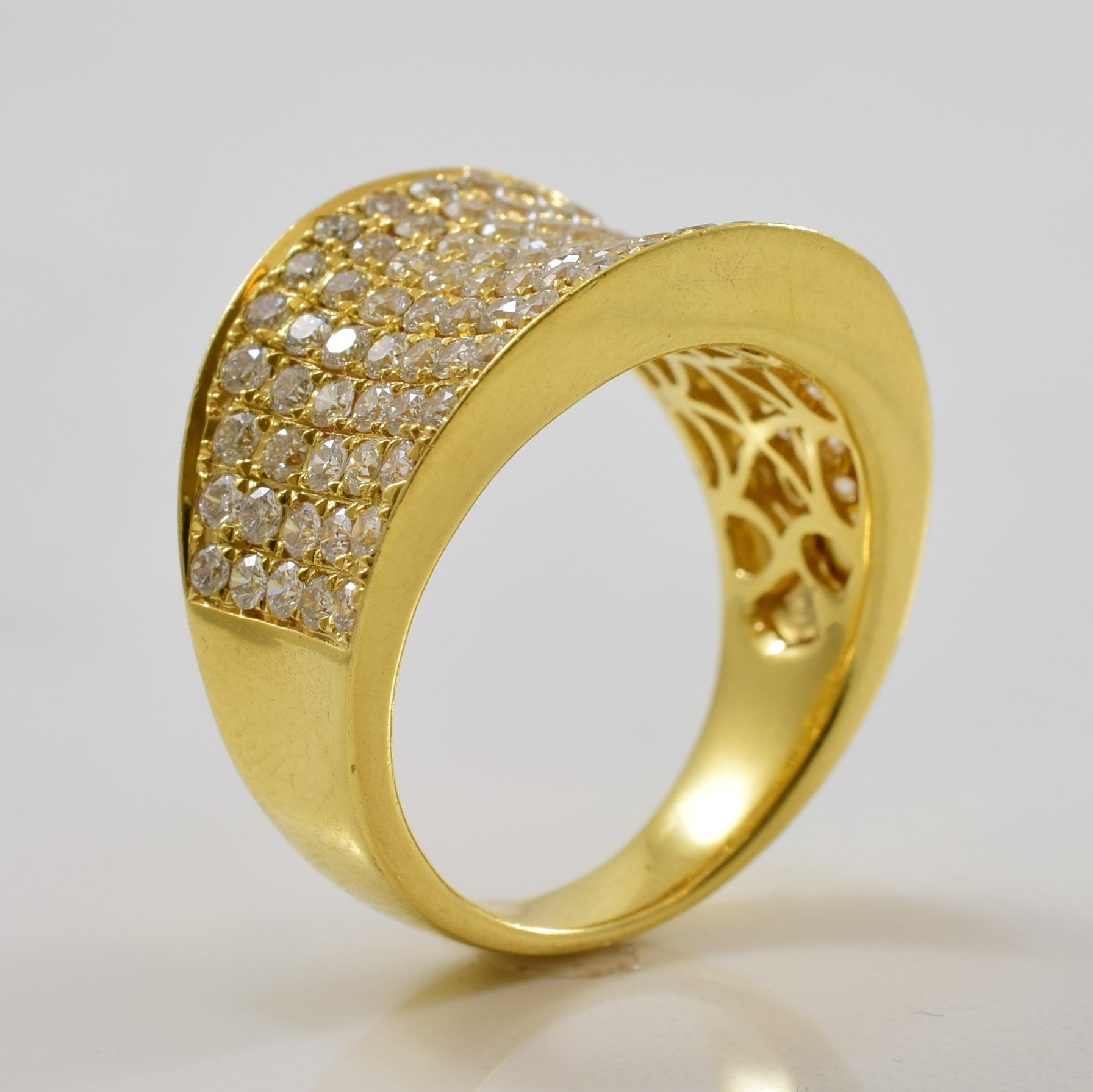Pave Diamond Saddle Ring | 2.18ctw | SZ 8 |