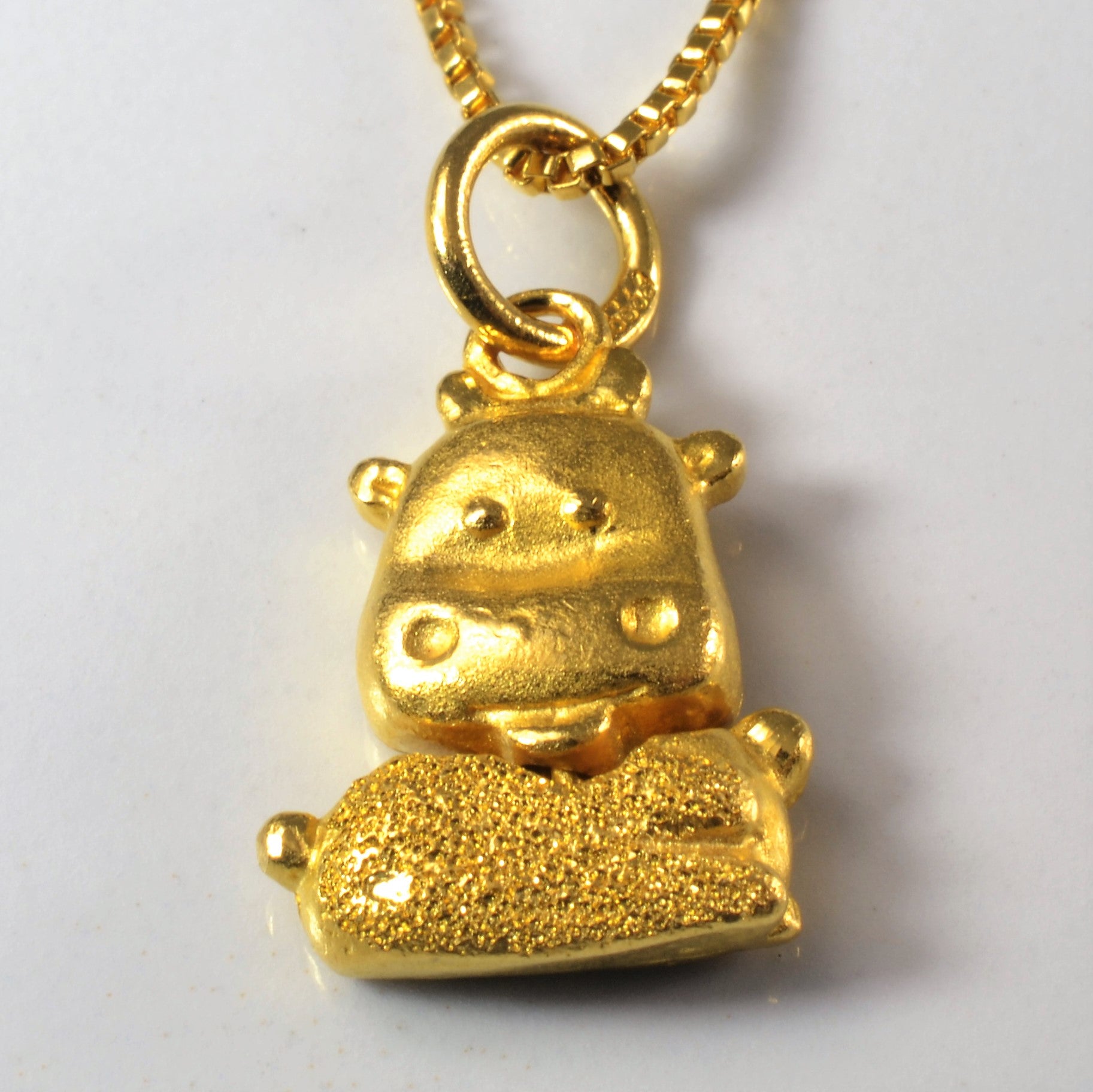 24k Yellow Gold Happy Cow Necklace | 18" |