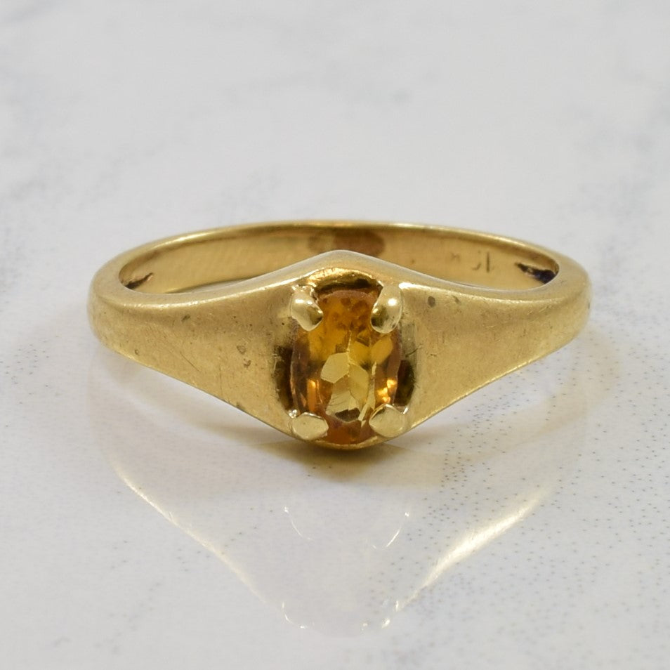 Petite Solitaire Citrine Tapered Ring | 0.22ct | SZ 3 |