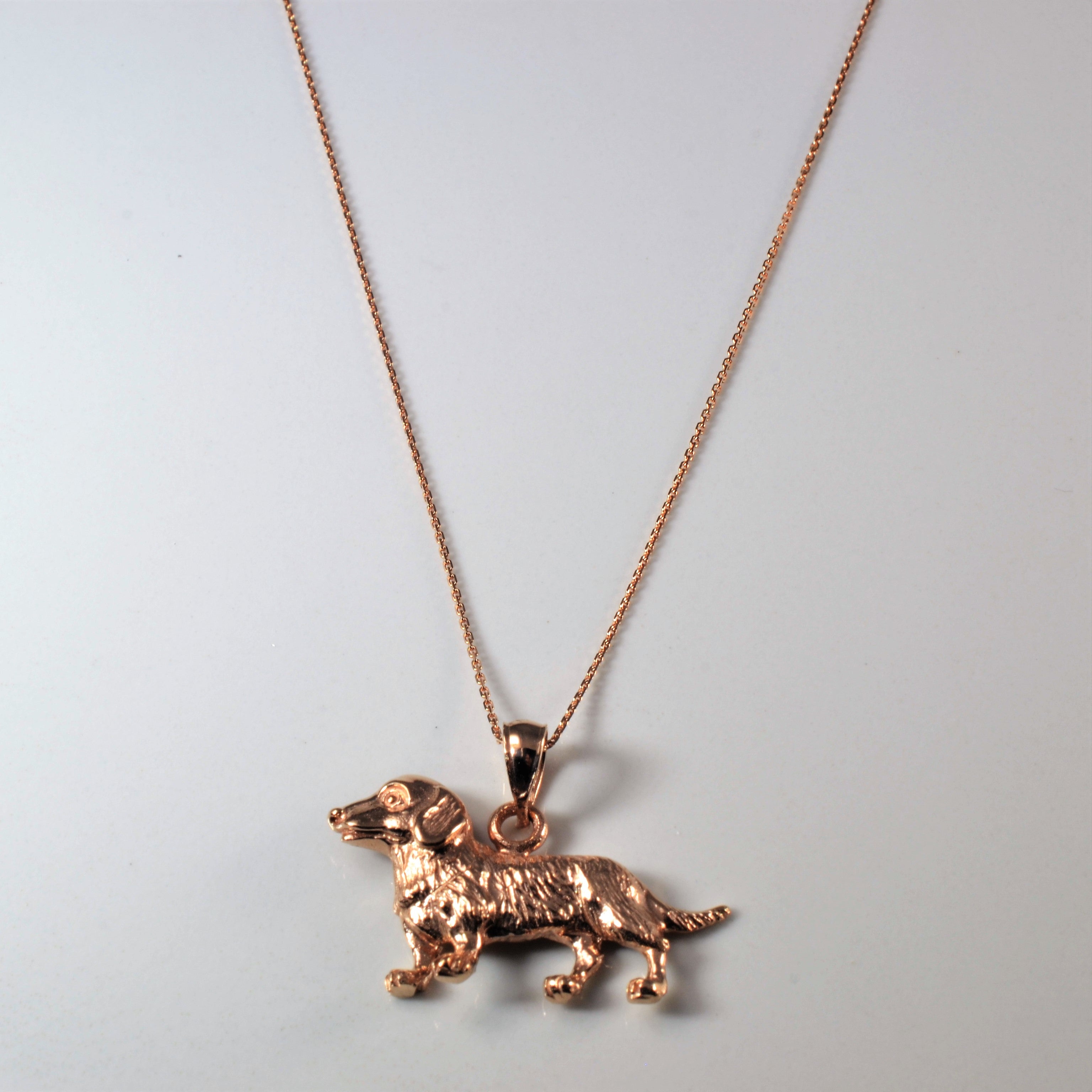 14k Rose Gold Dog Pendant Necklace | 18"|