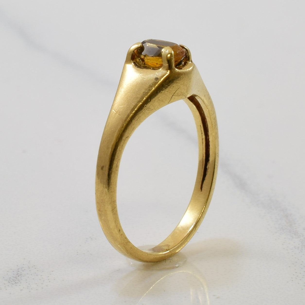 Petite Solitaire Citrine Tapered Ring | 0.22ct | SZ 3 |