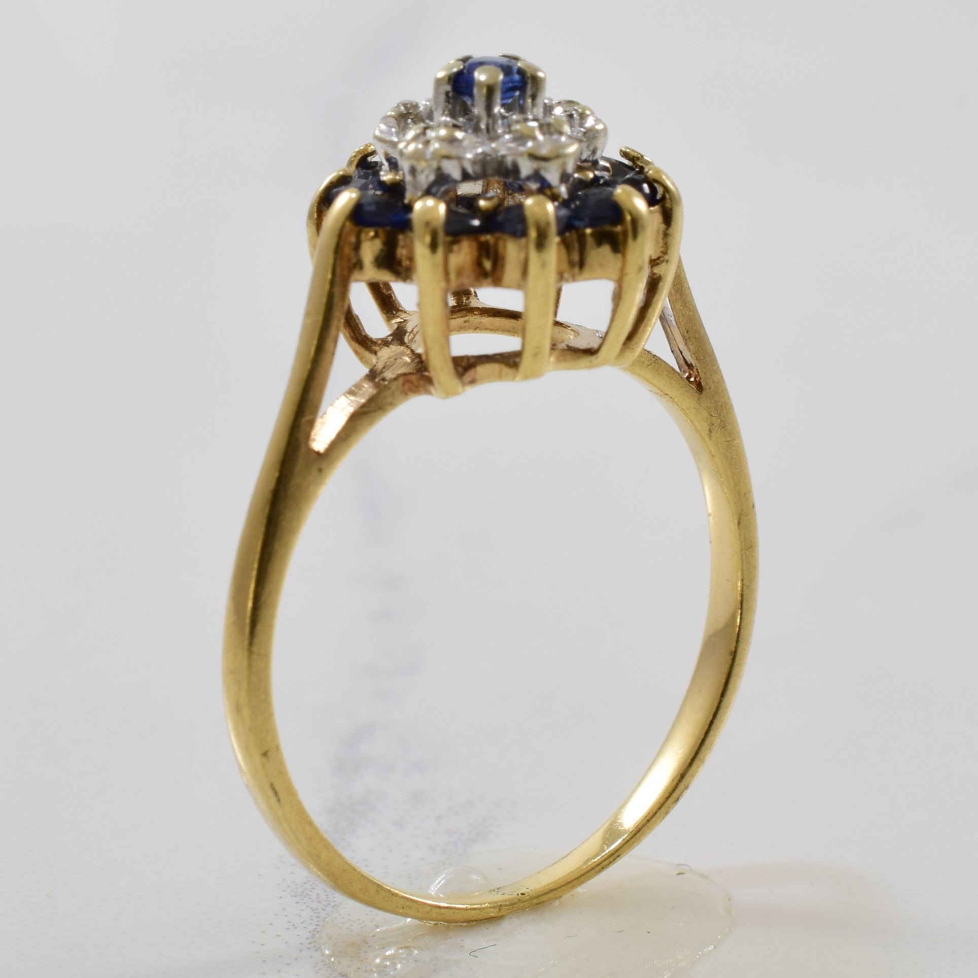 Blue Sapphire & Diamond Halo Ring | 0.01ctw, 0.65ctw | SZ 5.5 |