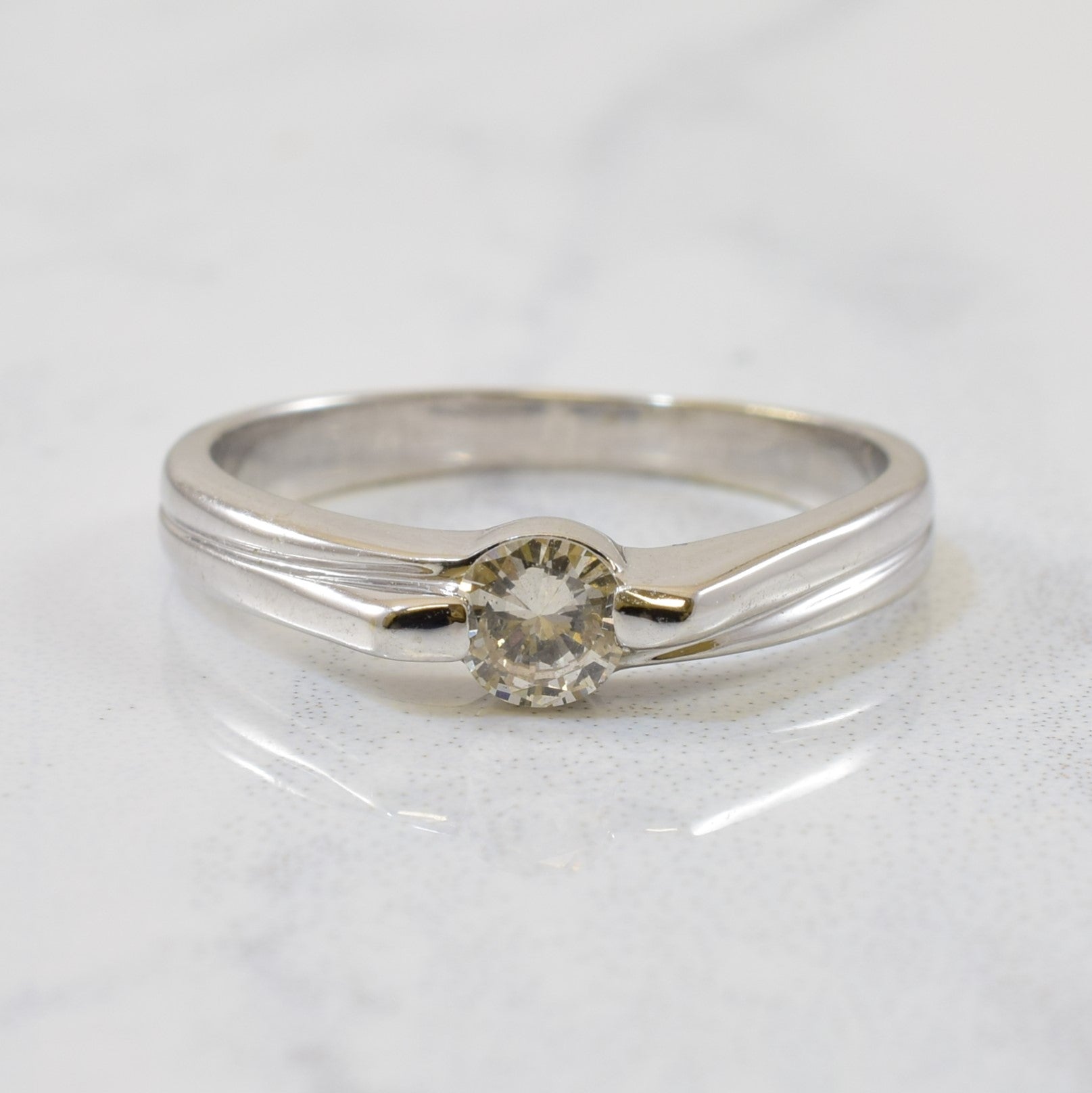 Low Profile Solitaire Diamond Ring | 0.18ct | SZ 4.75 |