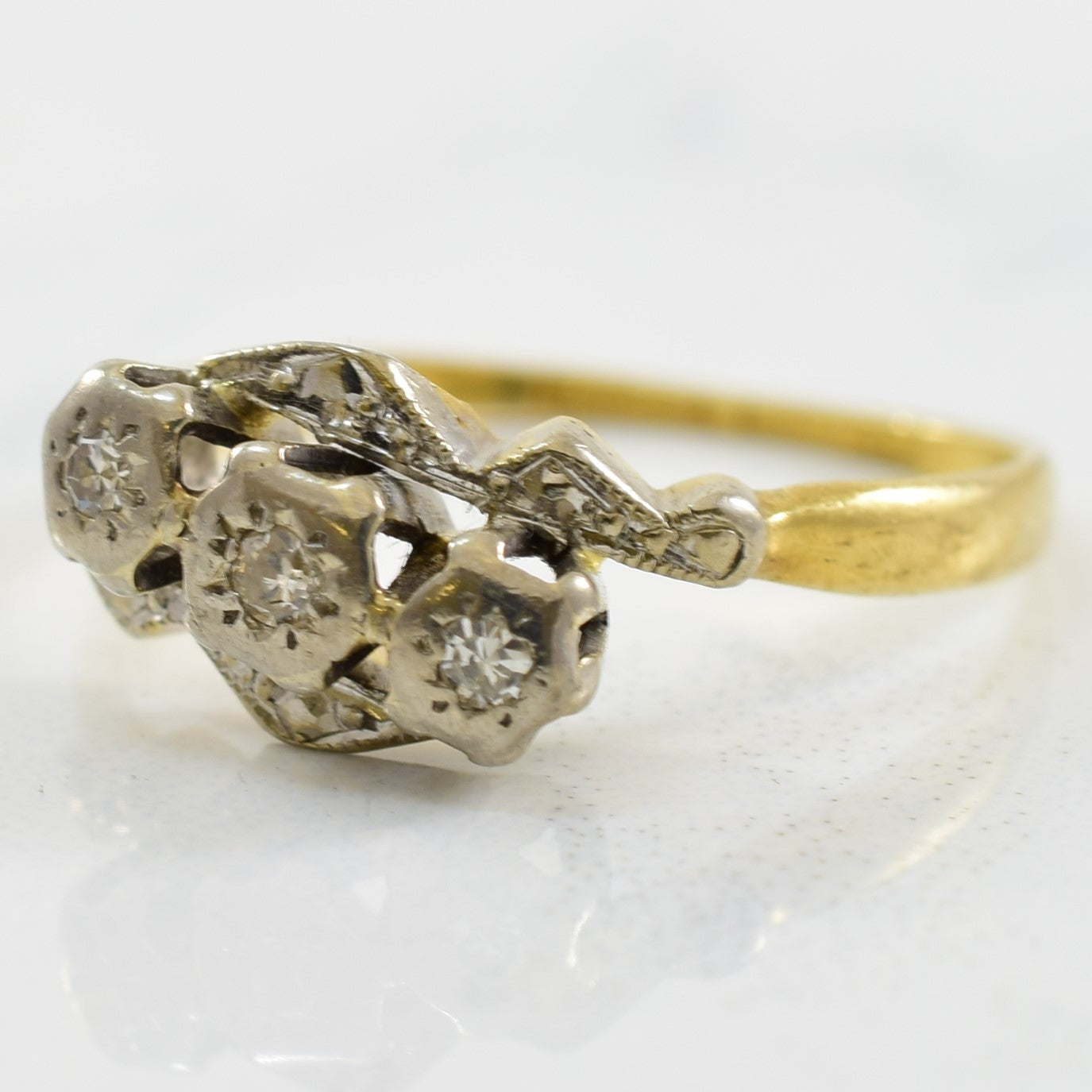 Charles Green & Son' Diamond Bypass Ring Circa 1920s | 0.04ctw | SZ 5.5 |