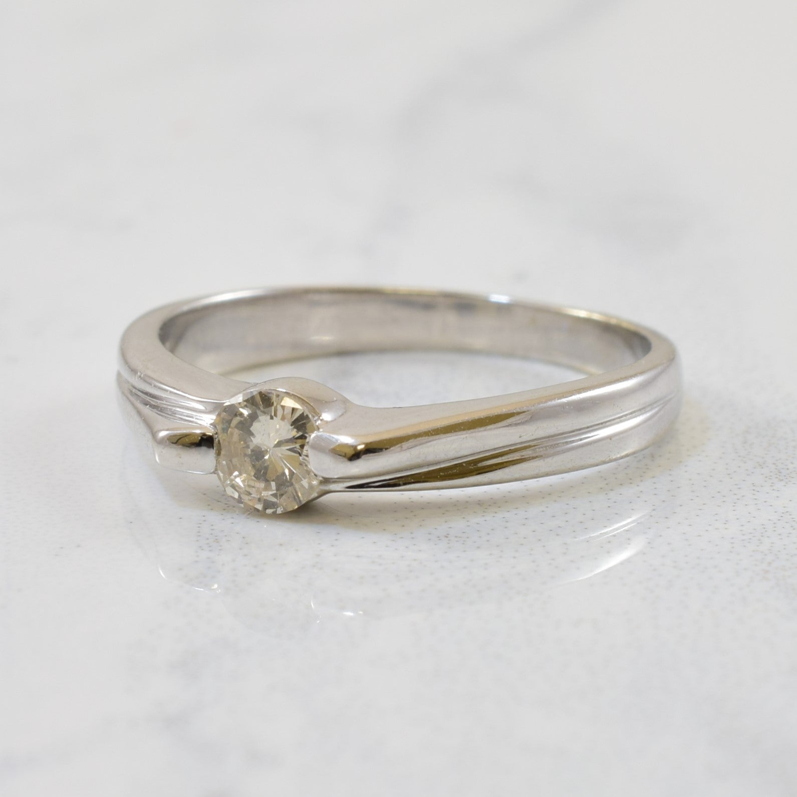 Low Profile Solitaire Diamond Ring | 0.18ct | SZ 4.75 |