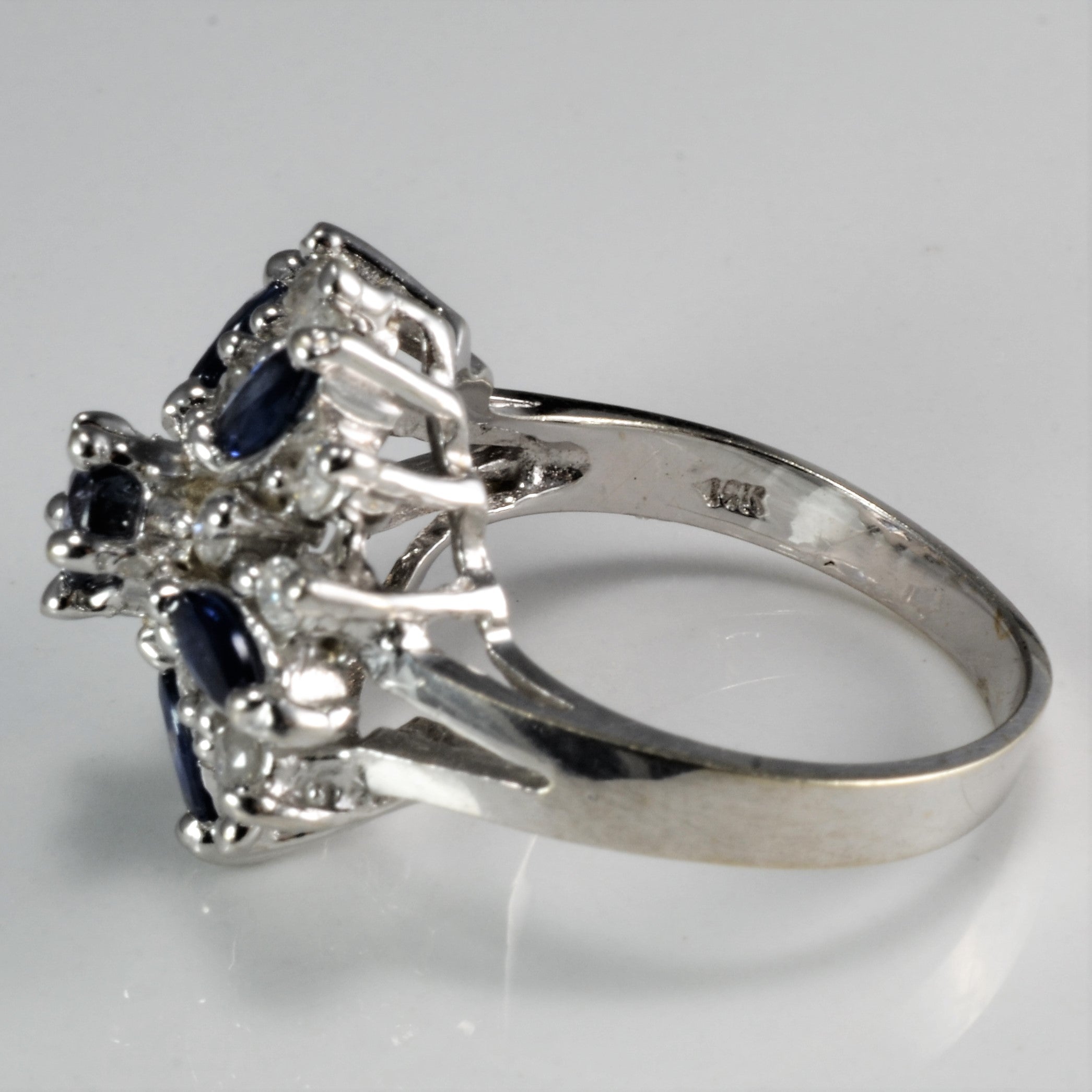 Floral Sapphire & Diamond Cluster Ladies Ring | 0.55 ctw, SZ 7.25 |
