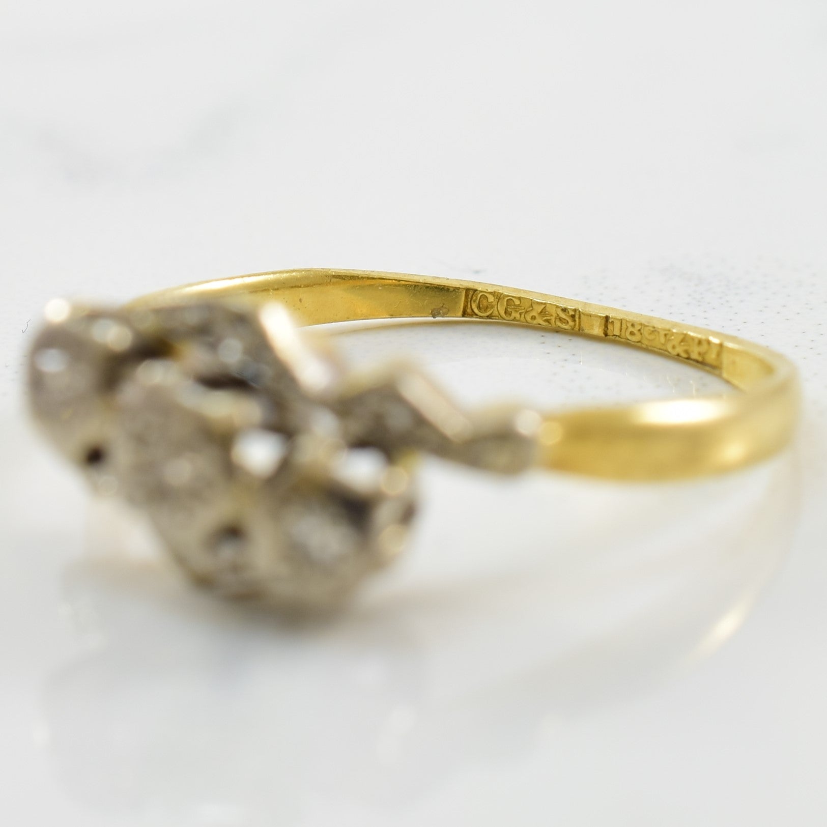 Charles Green & Son' Diamond Bypass Ring Circa 1920s | 0.04ctw | SZ 5.5 |