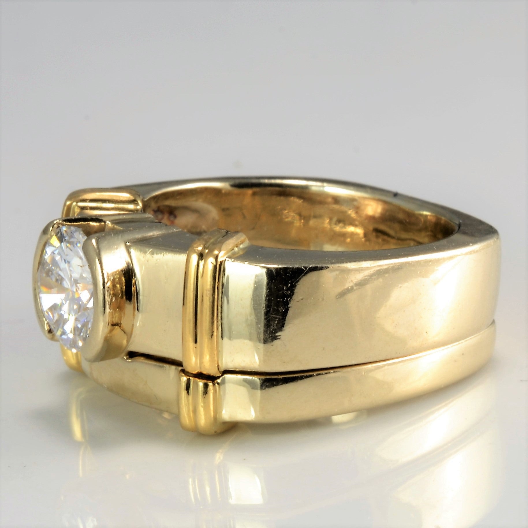 Bezel Set Diamond Engagement Ring Set | 0.92ct SI2 G VG | SZ 5.5 |