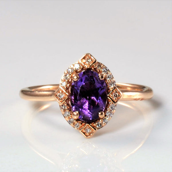 'Michael Hill' Art Deco Inspired Amethyst & Diamond Ring | 0.05ctw, 0.50ct | SZ 6 |