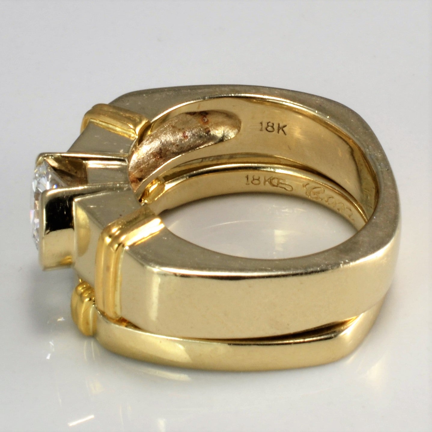 Bezel Set Diamond Engagement Ring Set | 0.92ct SI2 G VG | SZ 5.5 |