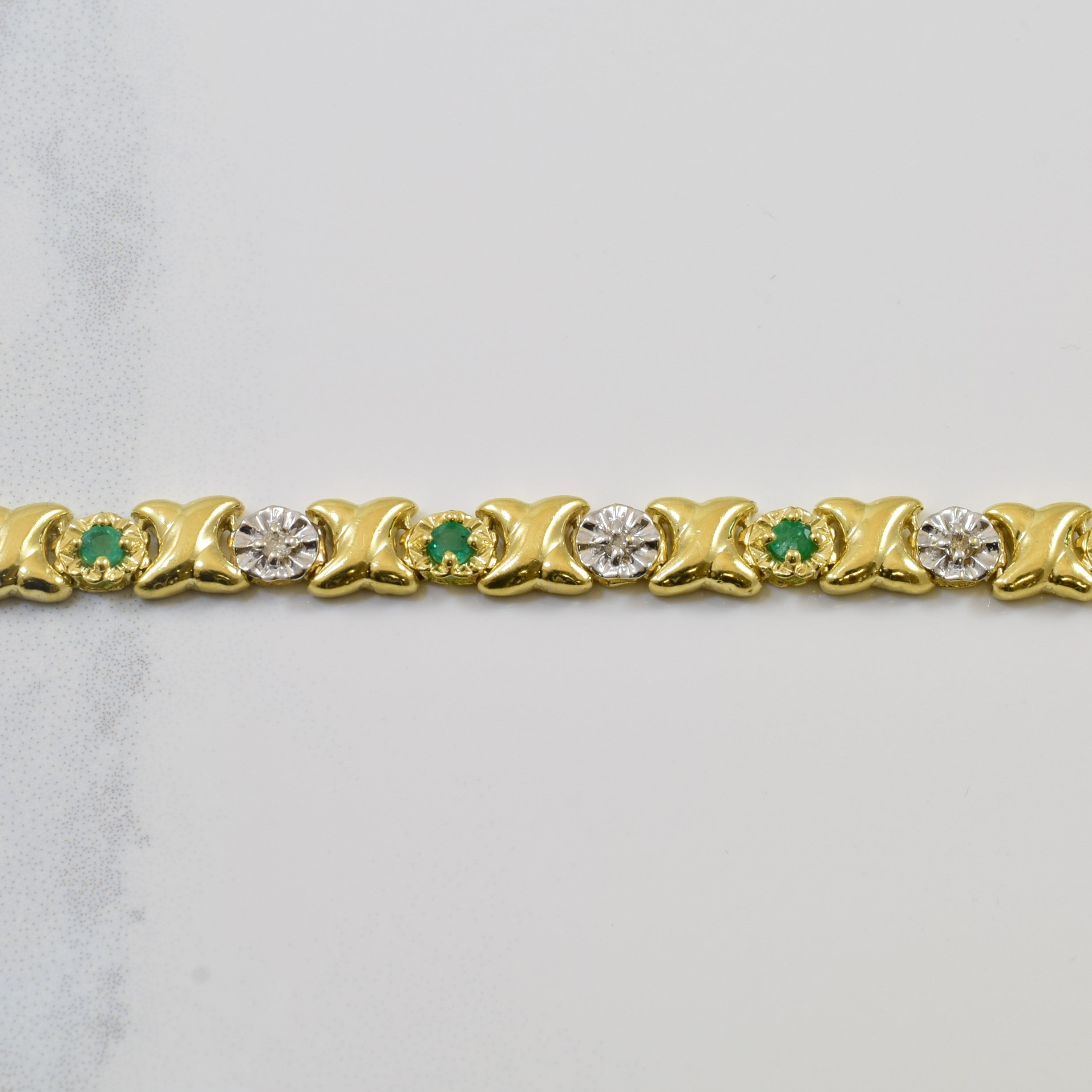 Diamond & Emerald XO Bracelet | 7.5" |