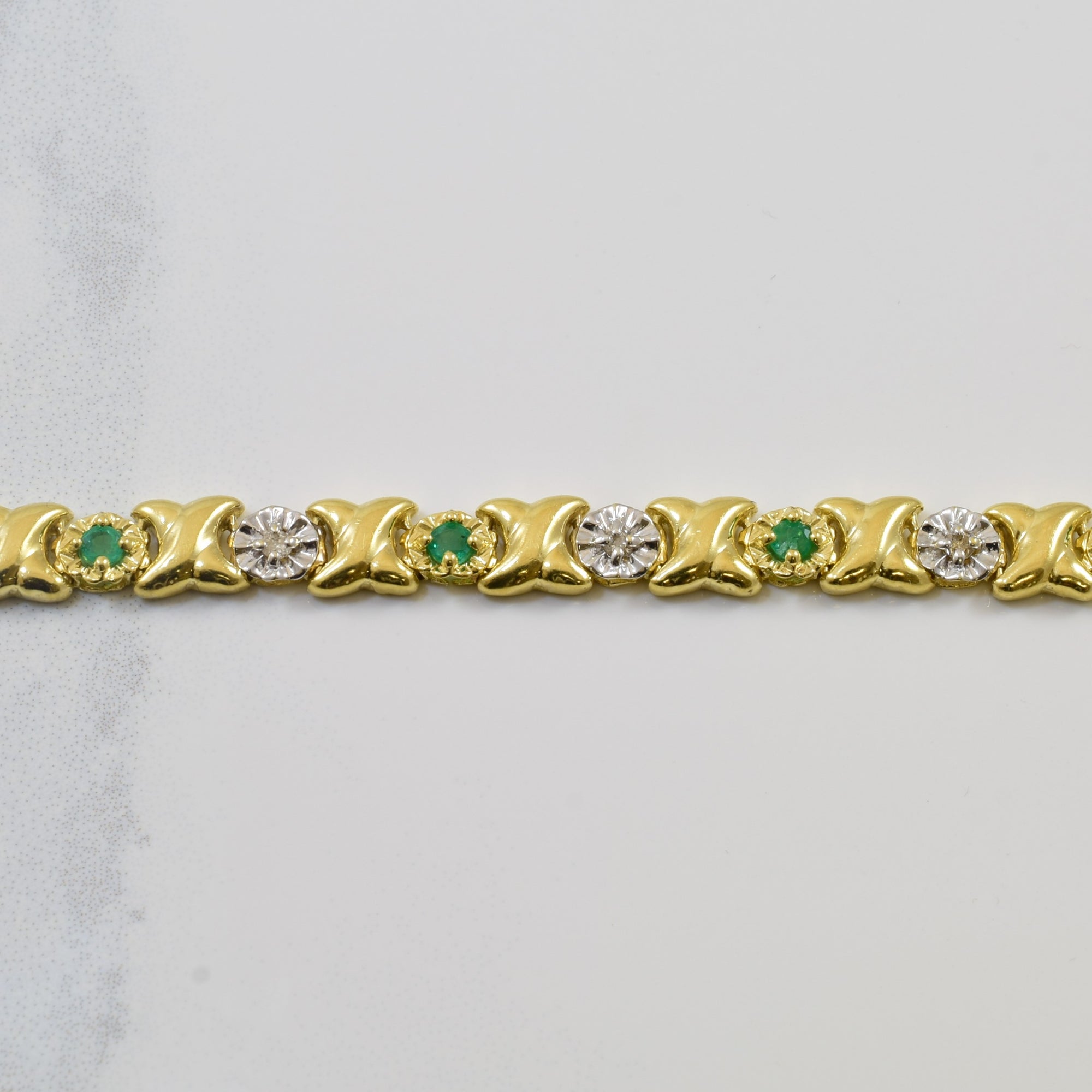 Diamond & Emerald XO Bracelet | 7.5
