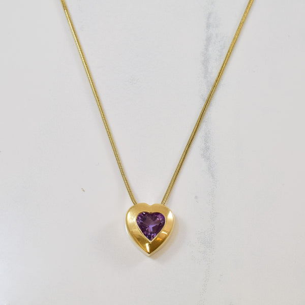Bezel Set Amethyst Heart Necklace | 1.26ct | 16.5