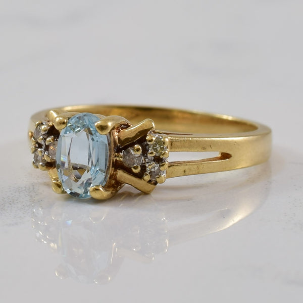 Aquamarine & Diamond Ring | 0.37ct, 0.05ctw | SZ 5 |