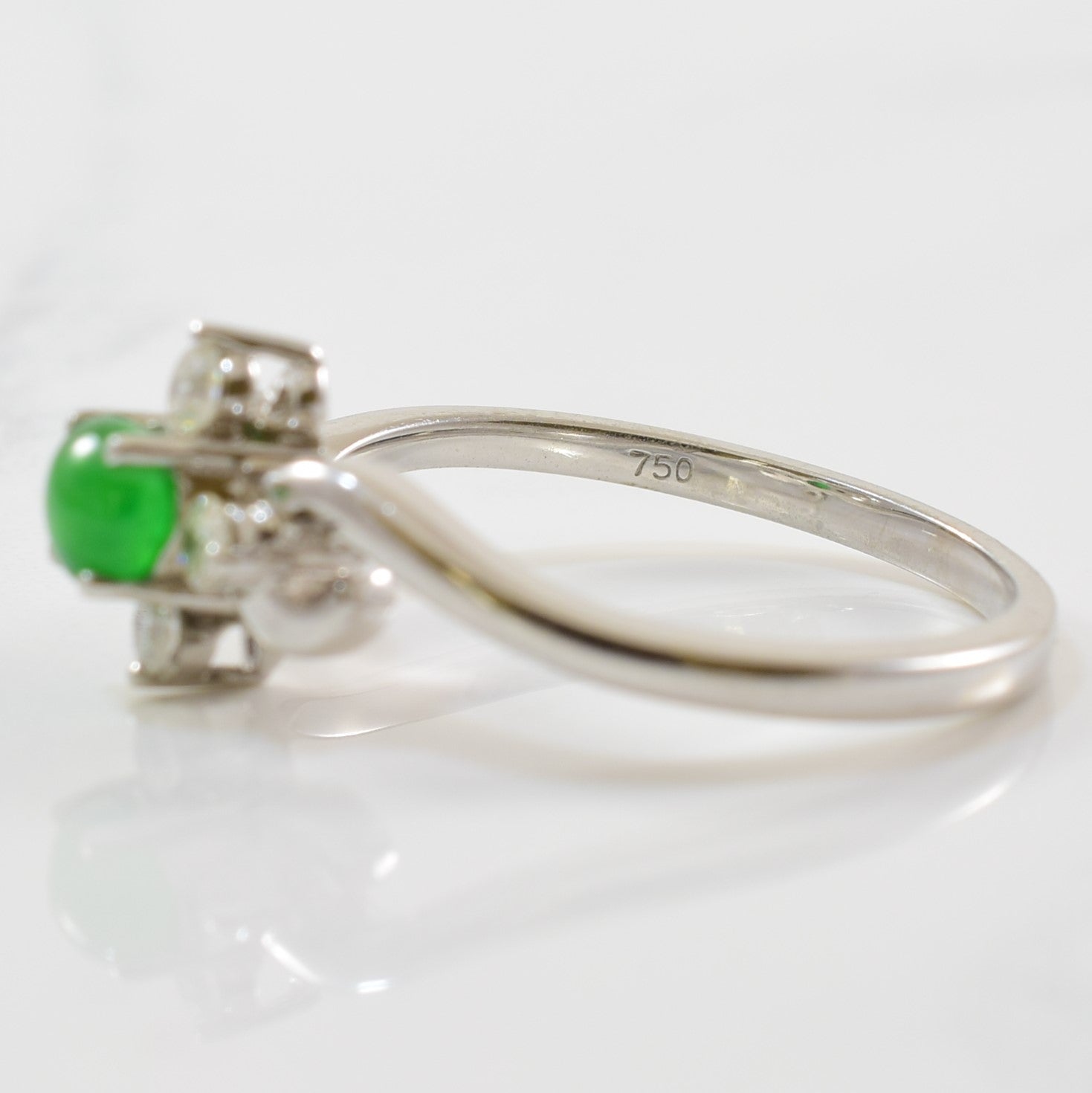 Jade & Diamond Bypass Ring | 0.12ctw, 0.40ct | SZ 6.5 |