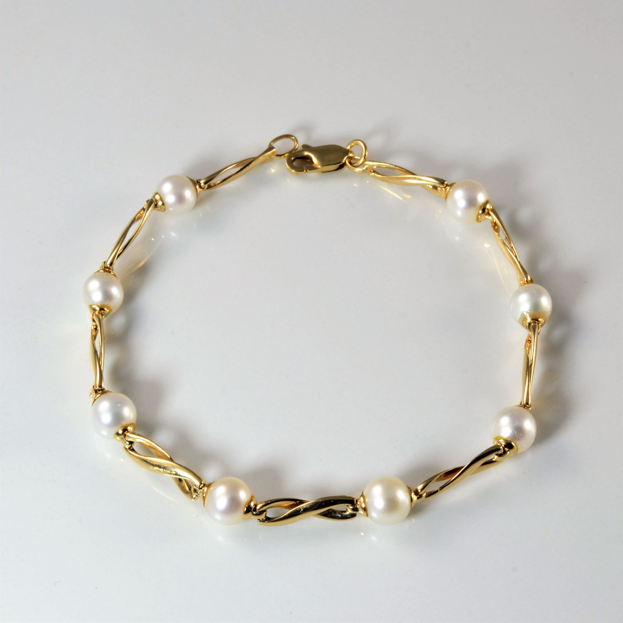 Twisted Gold Pearl Bracelet | 7.5