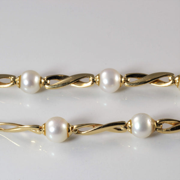 Twisted Gold Pearl Bracelet | 7.5