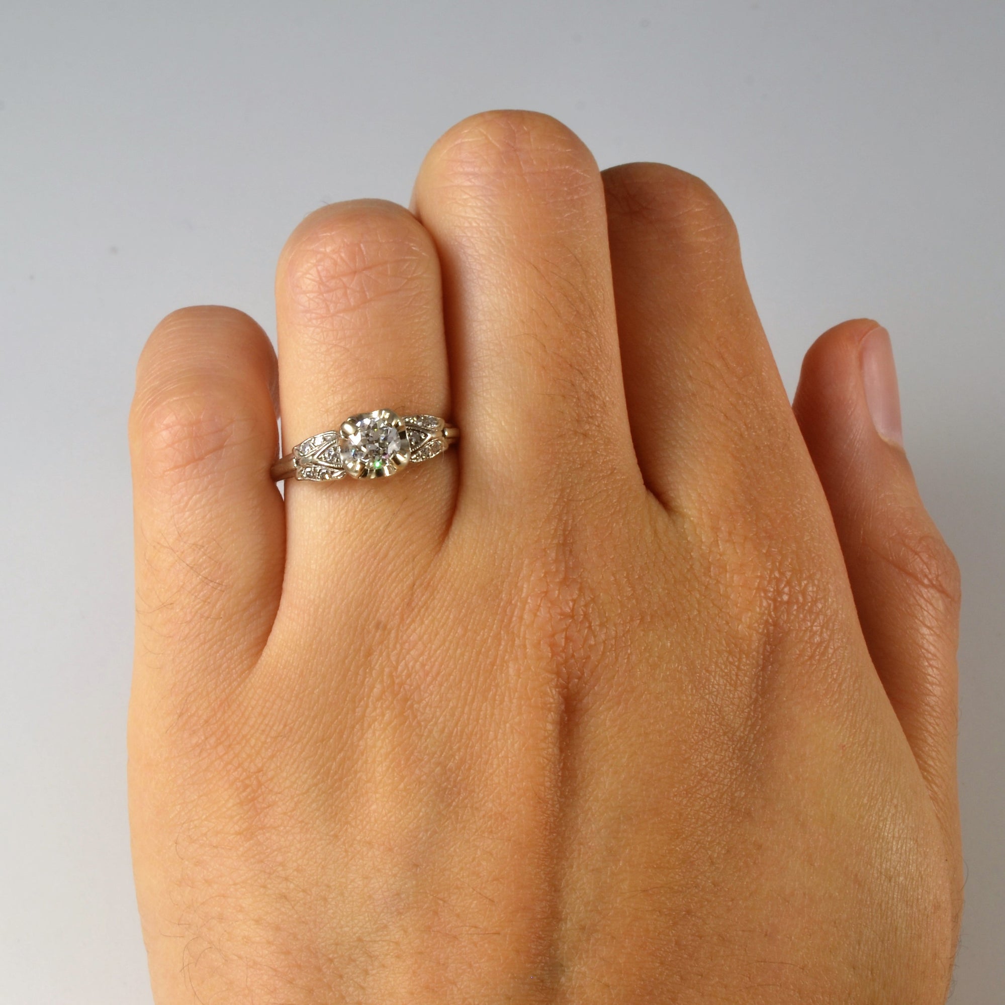 Intricate 1940s Engagement Ring | 0.46ctw | SZ 5 |