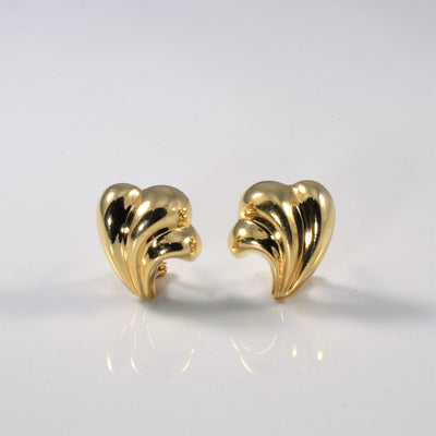Yellow Gold Fan Stud Earrings |