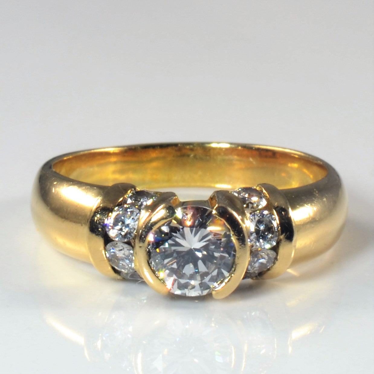 Channel Detailed Semi Bezel Diamond Ring | 0.90ctw | SZ 7.5 |