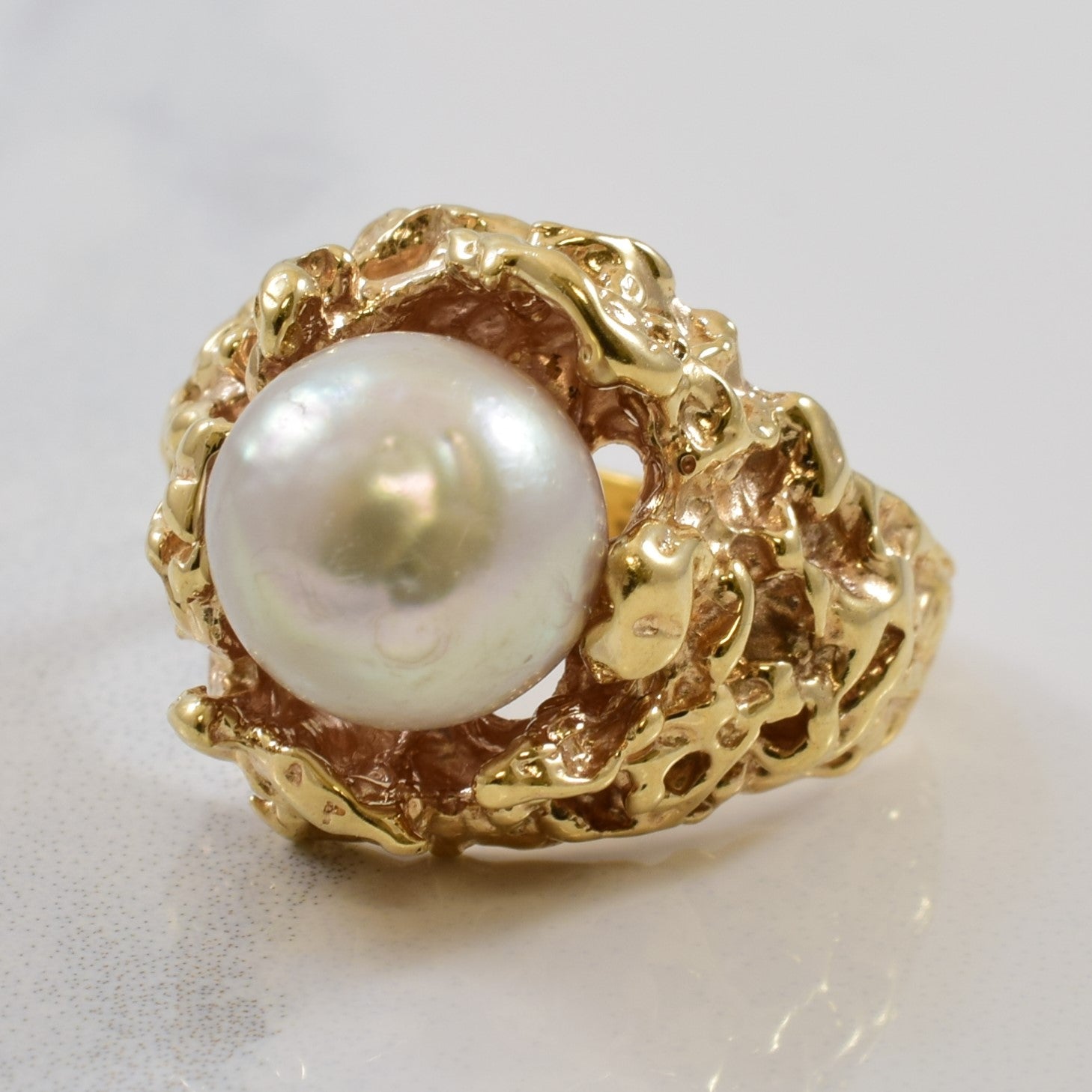 Textured Pearl Cocktail Ring | 5.15ct | SZ 5.5 |