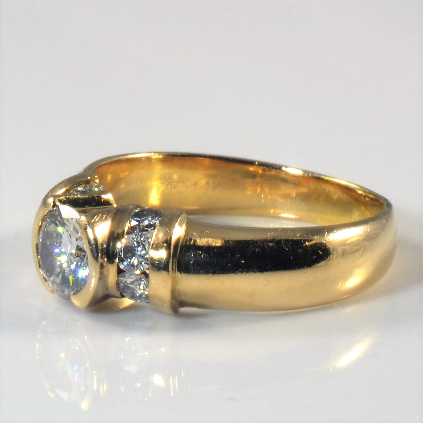 Channel Detailed Semi Bezel Diamond Ring | 0.90ctw | SZ 7.5 |