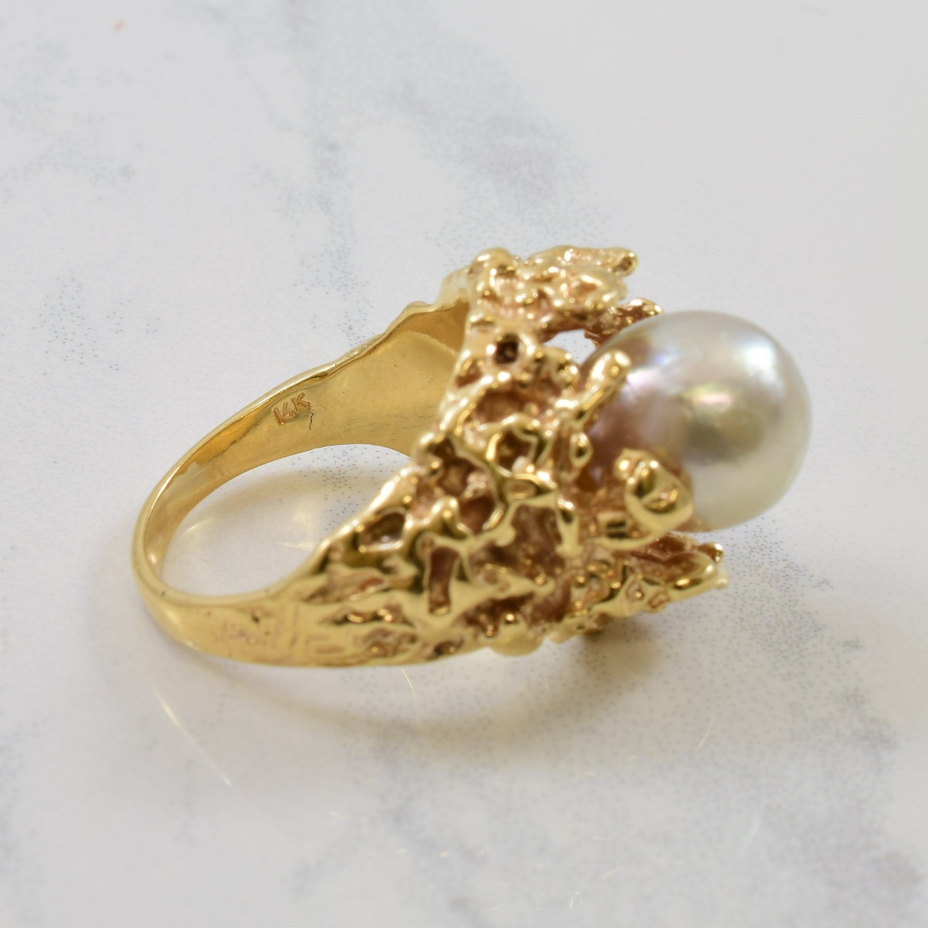 Textured Pearl Cocktail Ring | 5.15ct | SZ 5.5 |