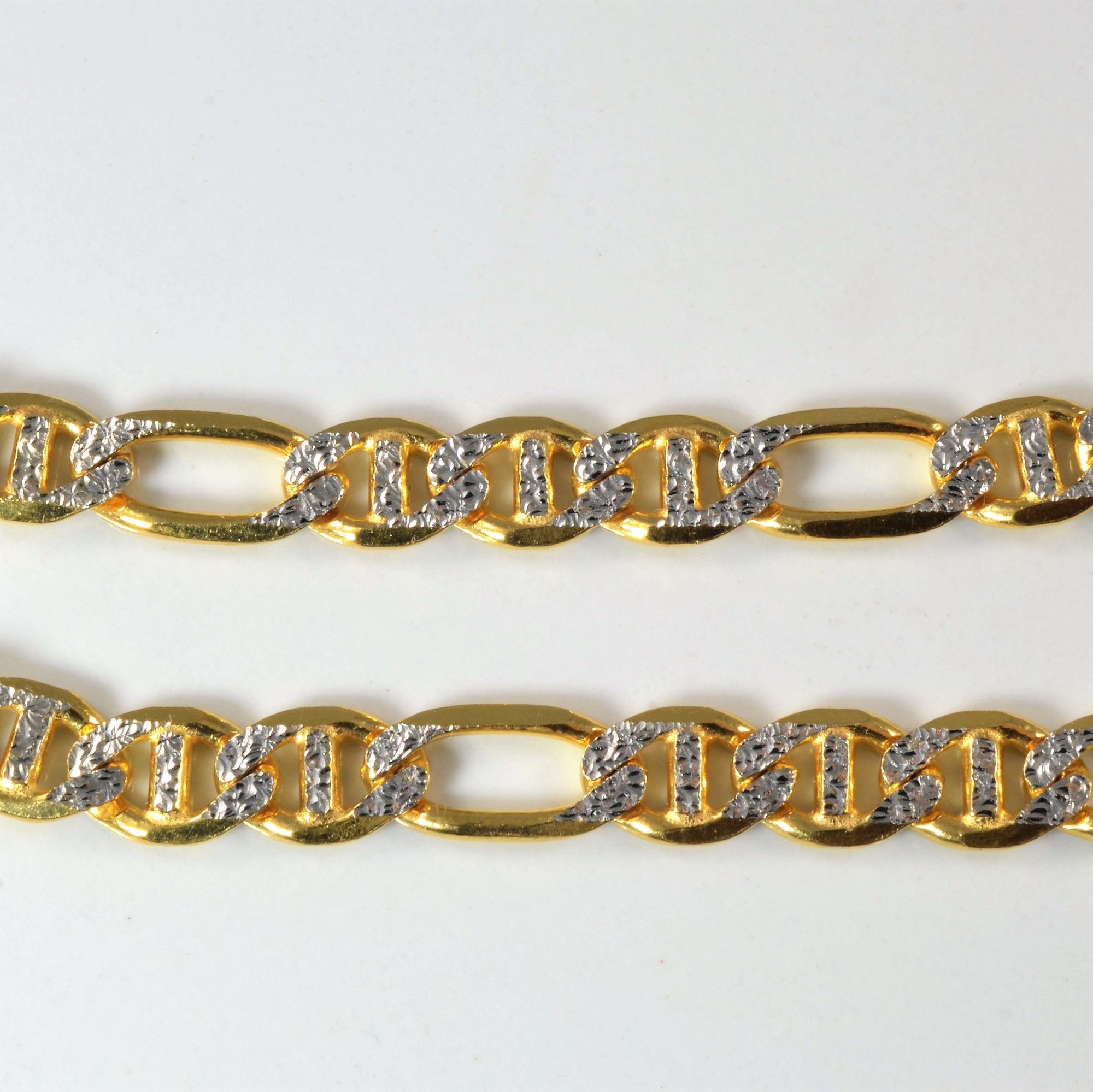 22k Two Tone Anchor Chain Bracelet | 7.5