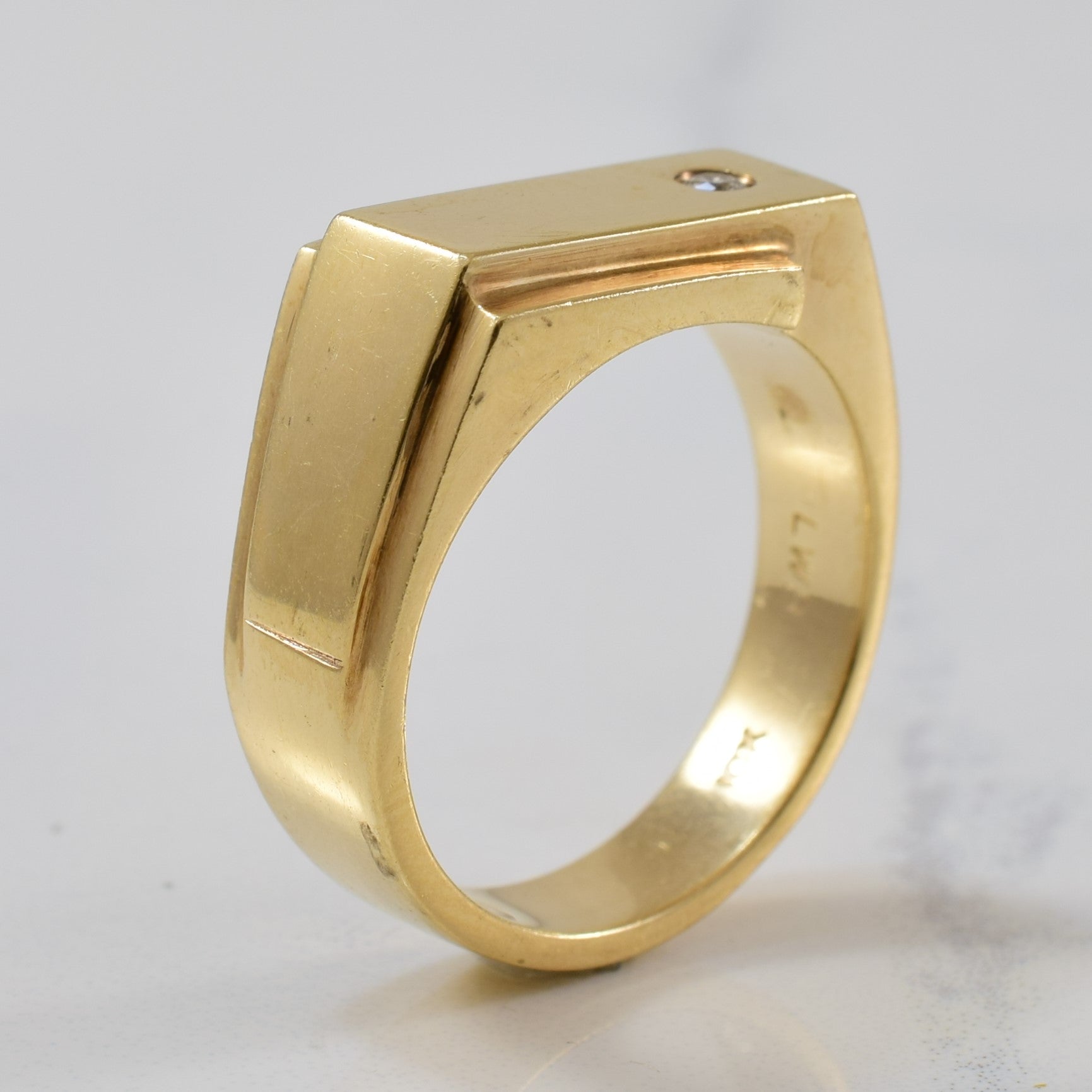 Diamond Rectangle Signet Ring | 0.03ct | SZ 9 |