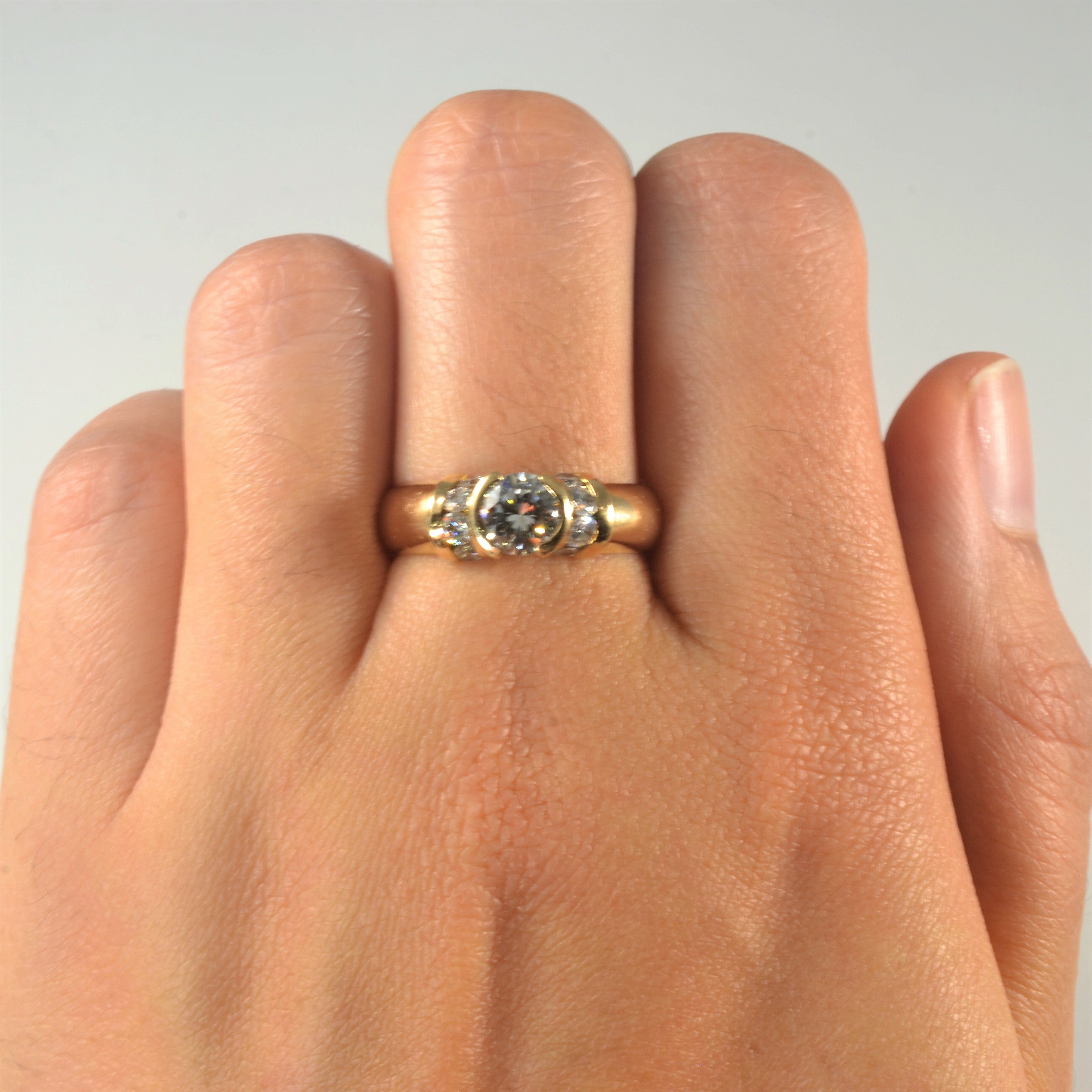 Channel Detailed Semi Bezel Diamond Ring | 0.90ctw | SZ 7.5 |