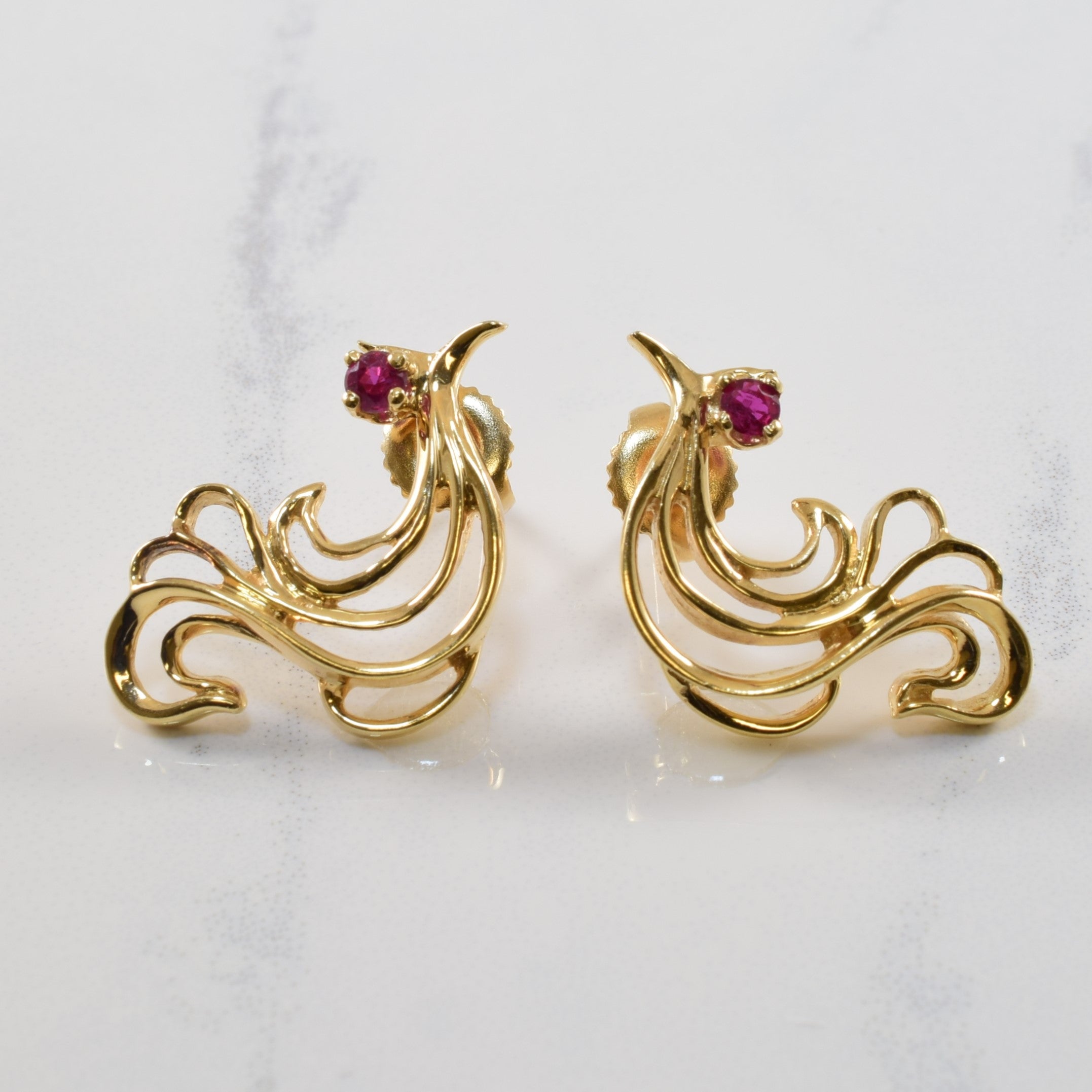 Filigree Ruby Phoenix Earrings | 0.20ctw |