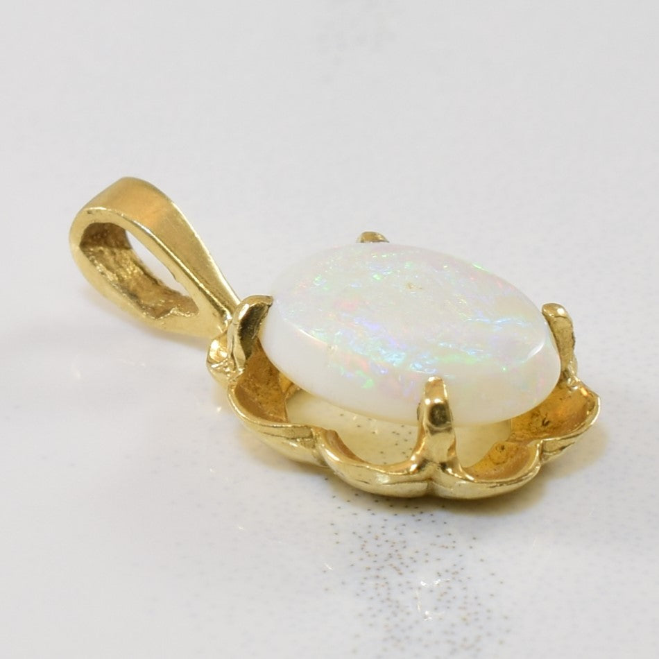 Floral Oval Opal Pendant | 0.40ct |
