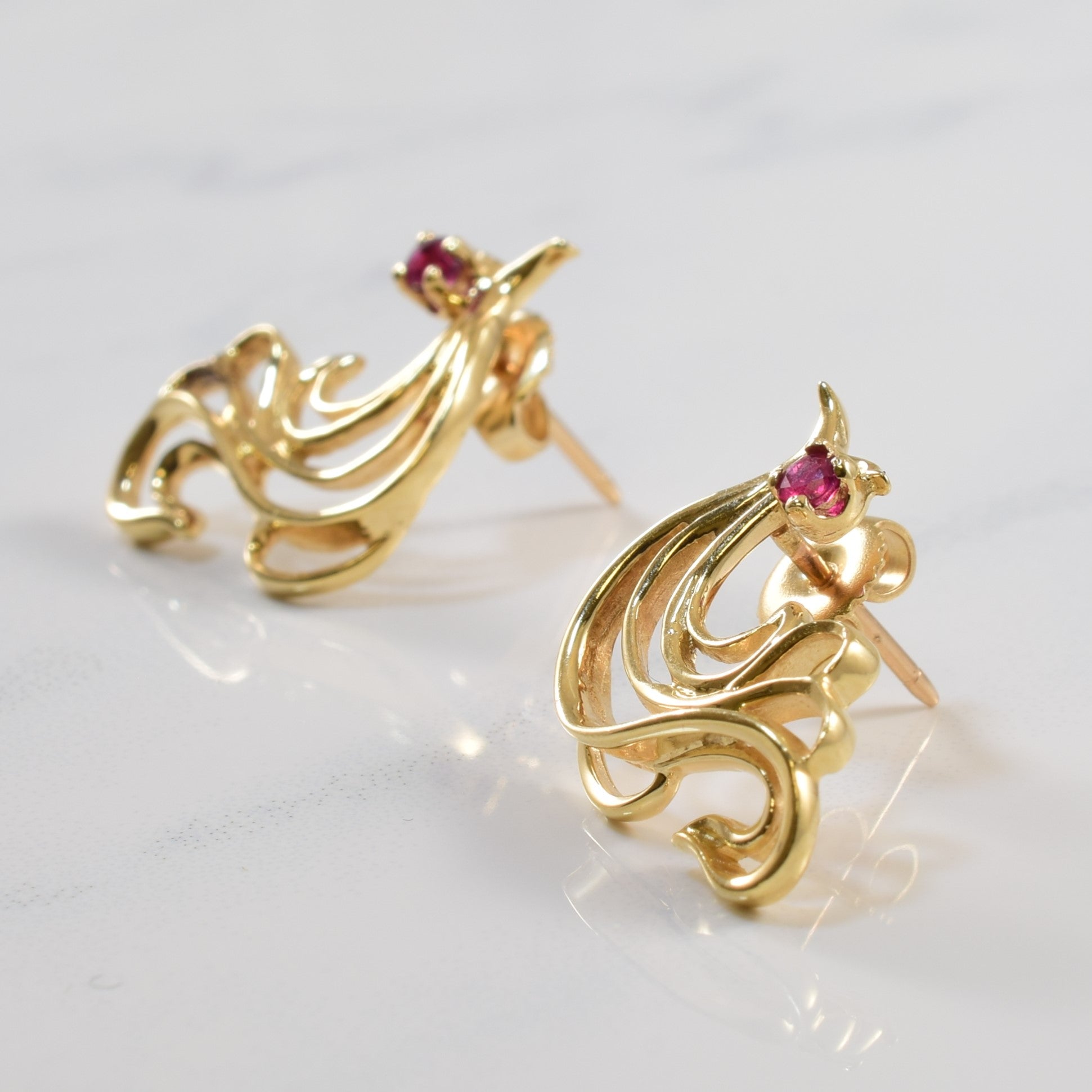 Filigree Ruby Phoenix Earrings | 0.20ctw |