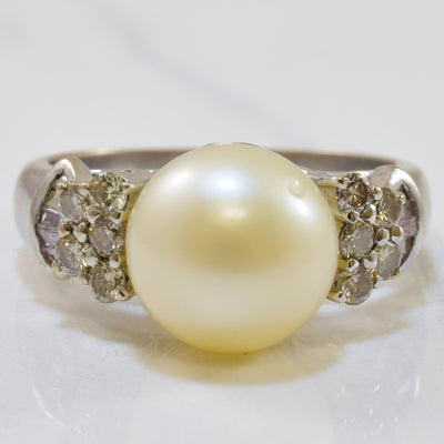 Pearl & Diamond Ring | 7.50ct, 0.35ctw | SZ 8.5 |
