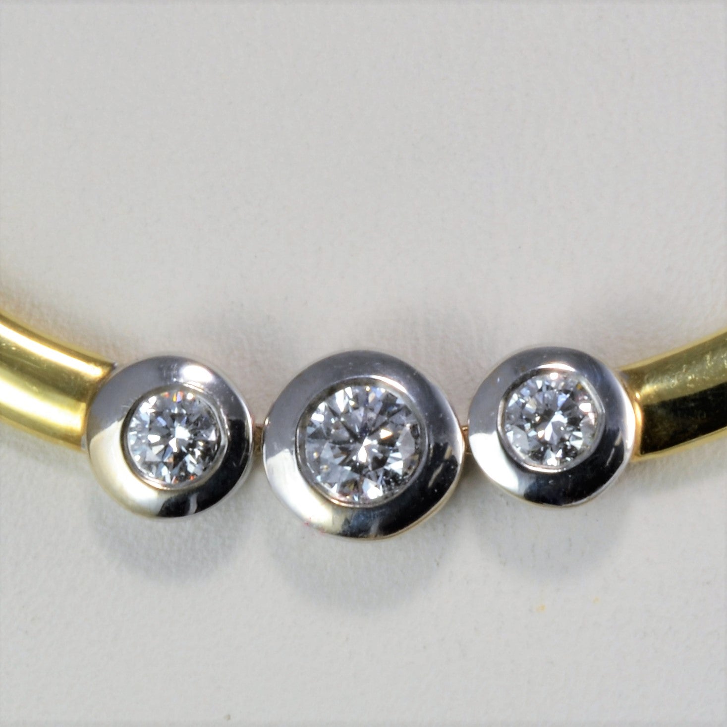 Two Tone Gold Bezel Set Diamond Necklace | 0.60 ctw, 18''|