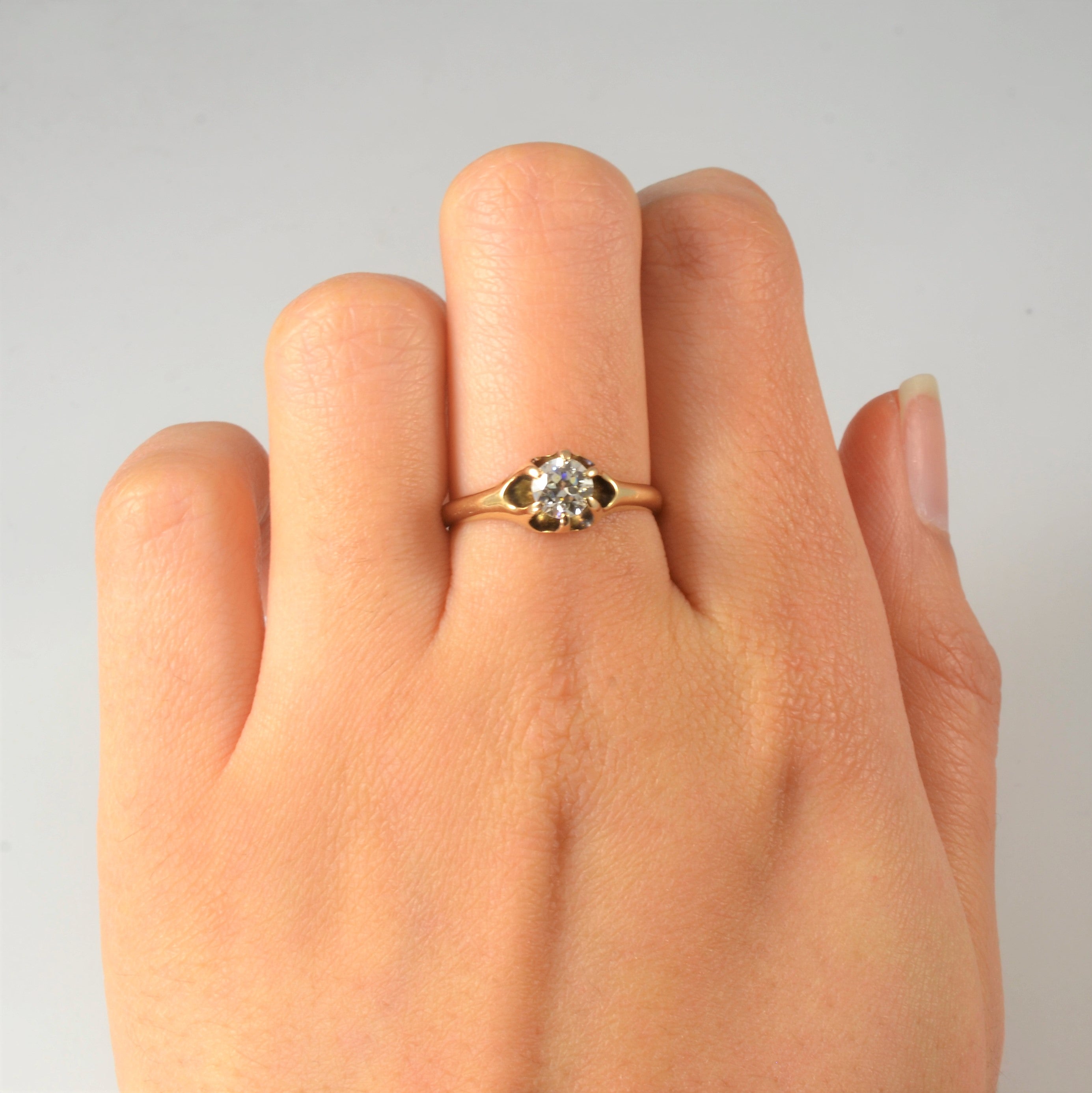 Belcher Set Retro Solitaire Diamond Ring | 0.47ct | SZ 7.5 |