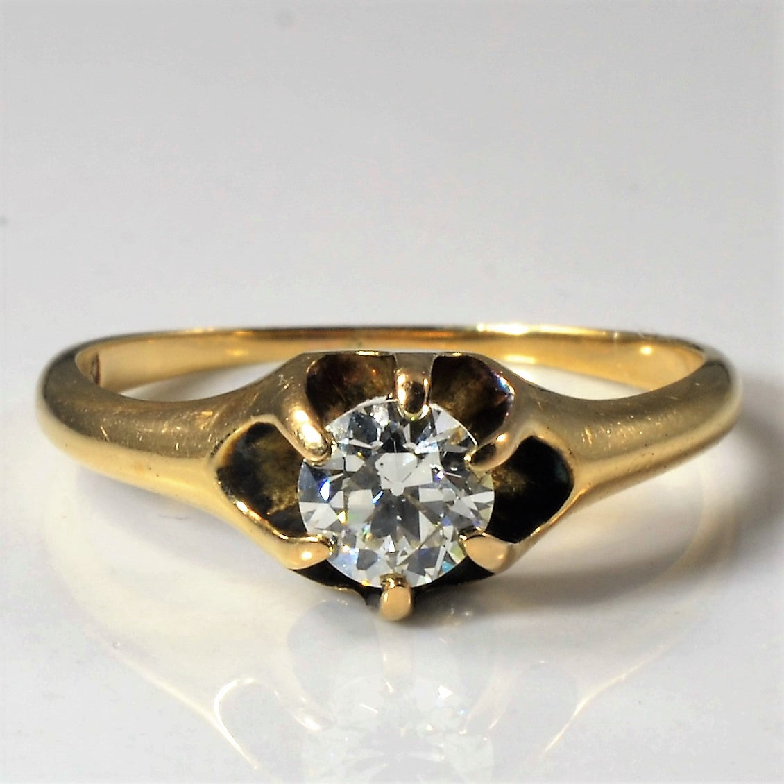 Belcher Set Retro Solitaire Diamond Ring | 0.47ct | SZ 7.5 |