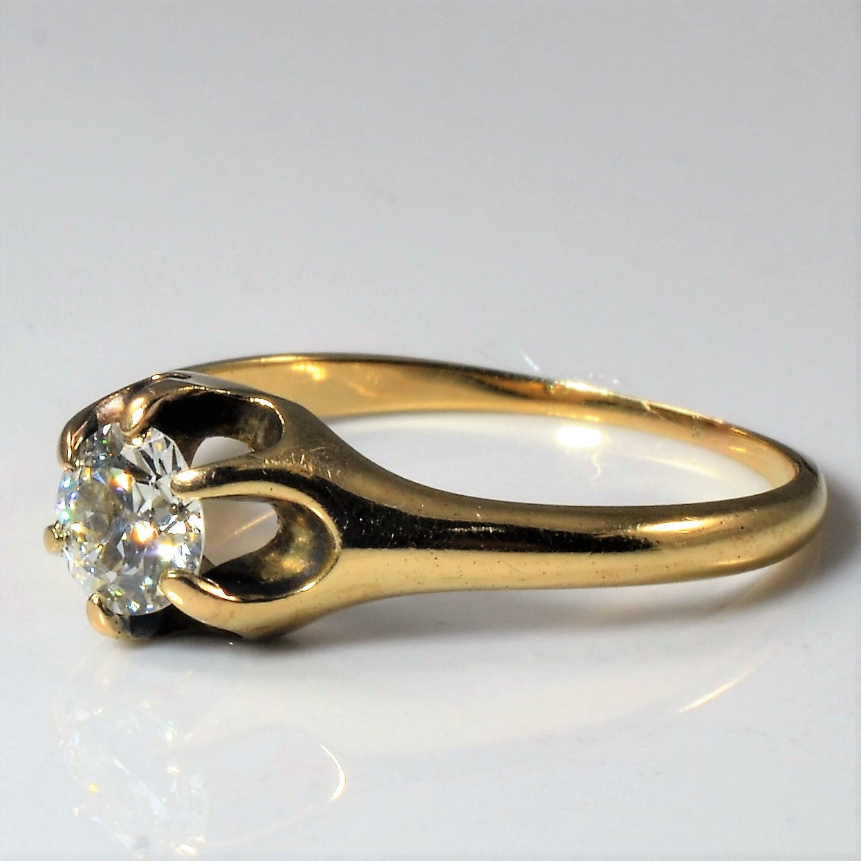 Belcher Set Retro Solitaire Diamond Ring | 0.47ct | SZ 7.5 |