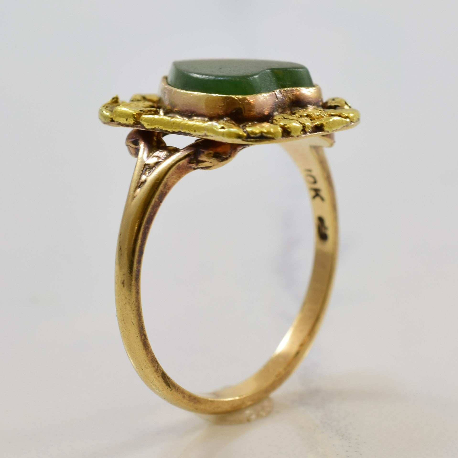 Nephrite Heart & Gold Nugget Ring | 1.25ct |