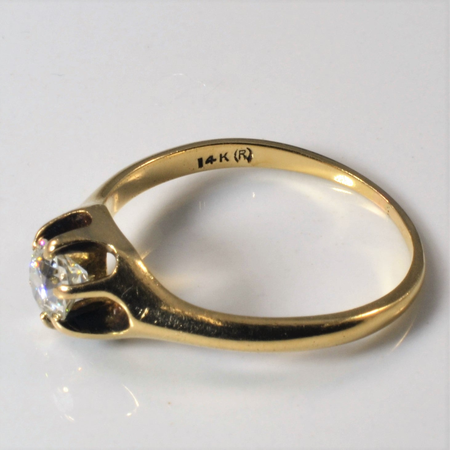 Belcher Set Retro Solitaire Diamond Ring | 0.47ct | SZ 7.5 |