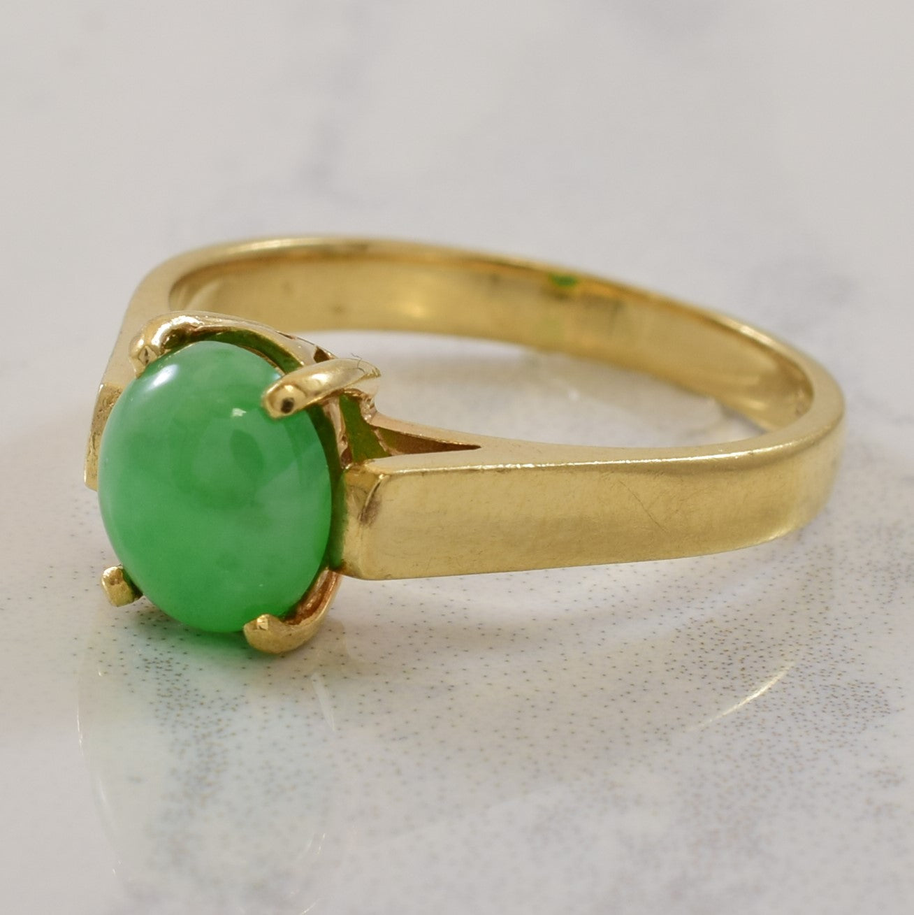 Nephrite Cabochon Solitaire Ring | 1.17ct | SZ 6.75 |