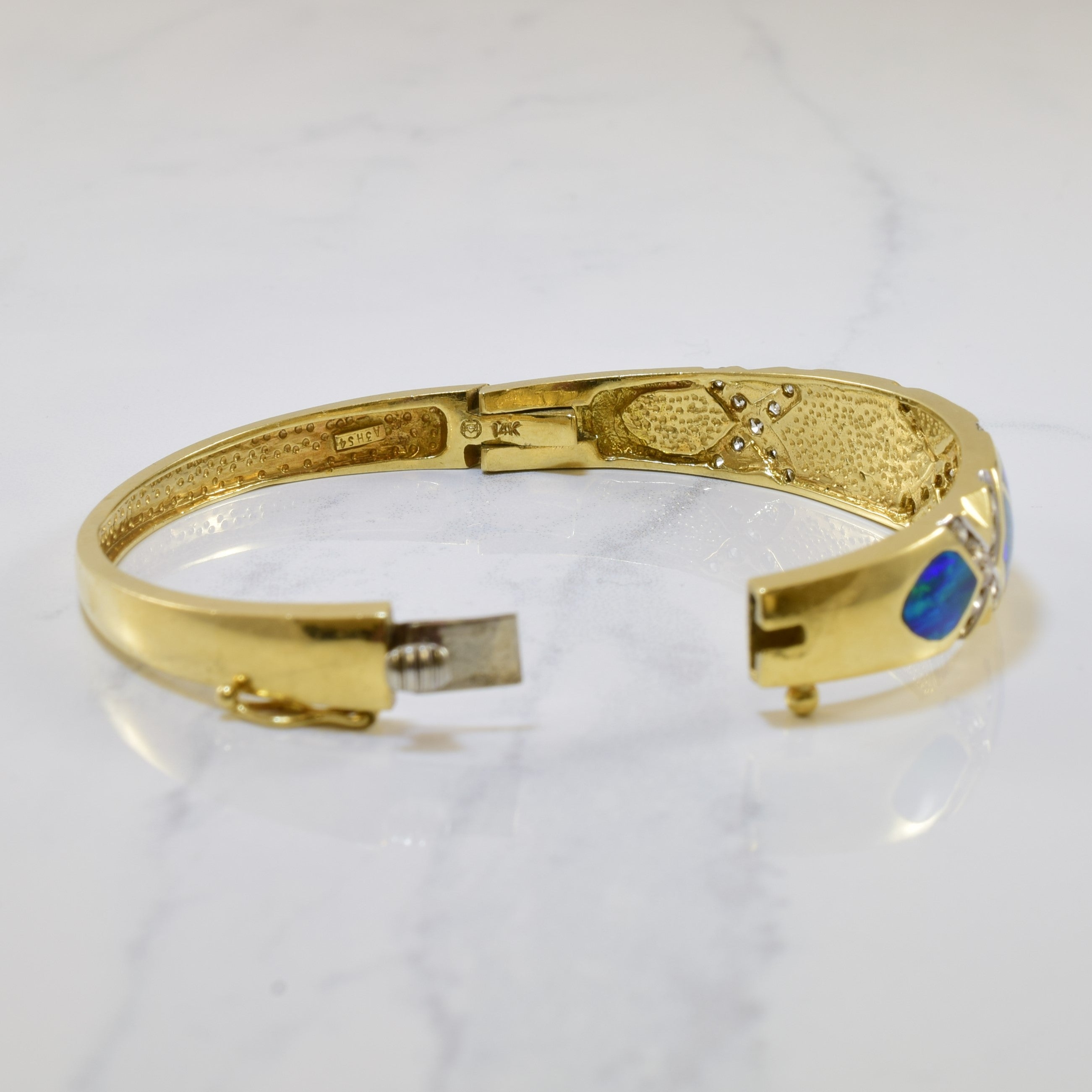 Bracelet en opale noire et diamants | 5,00 ct, 1,20 ct | 7,5" | 